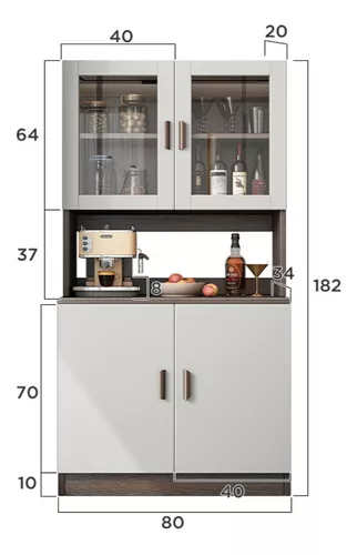 Armario De Cocina Compacto Con Gabinete Y Mostrador 80cm Color Marrón