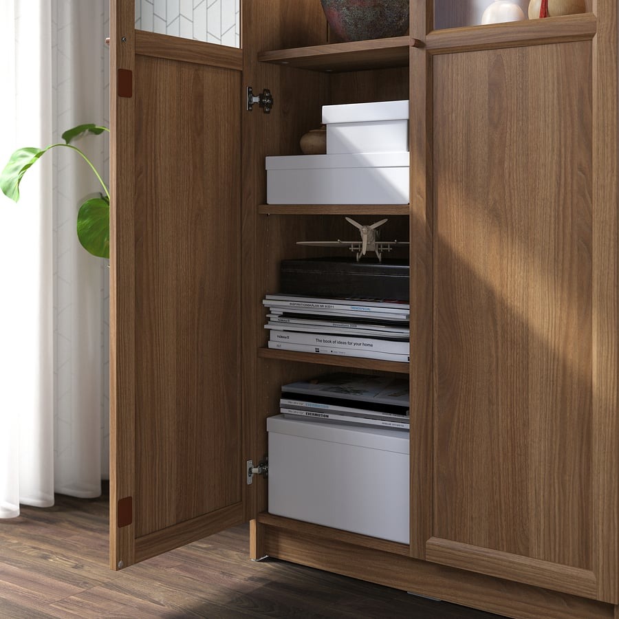 Librero con puertas de vidrio, blanco, 80x30x202 cm