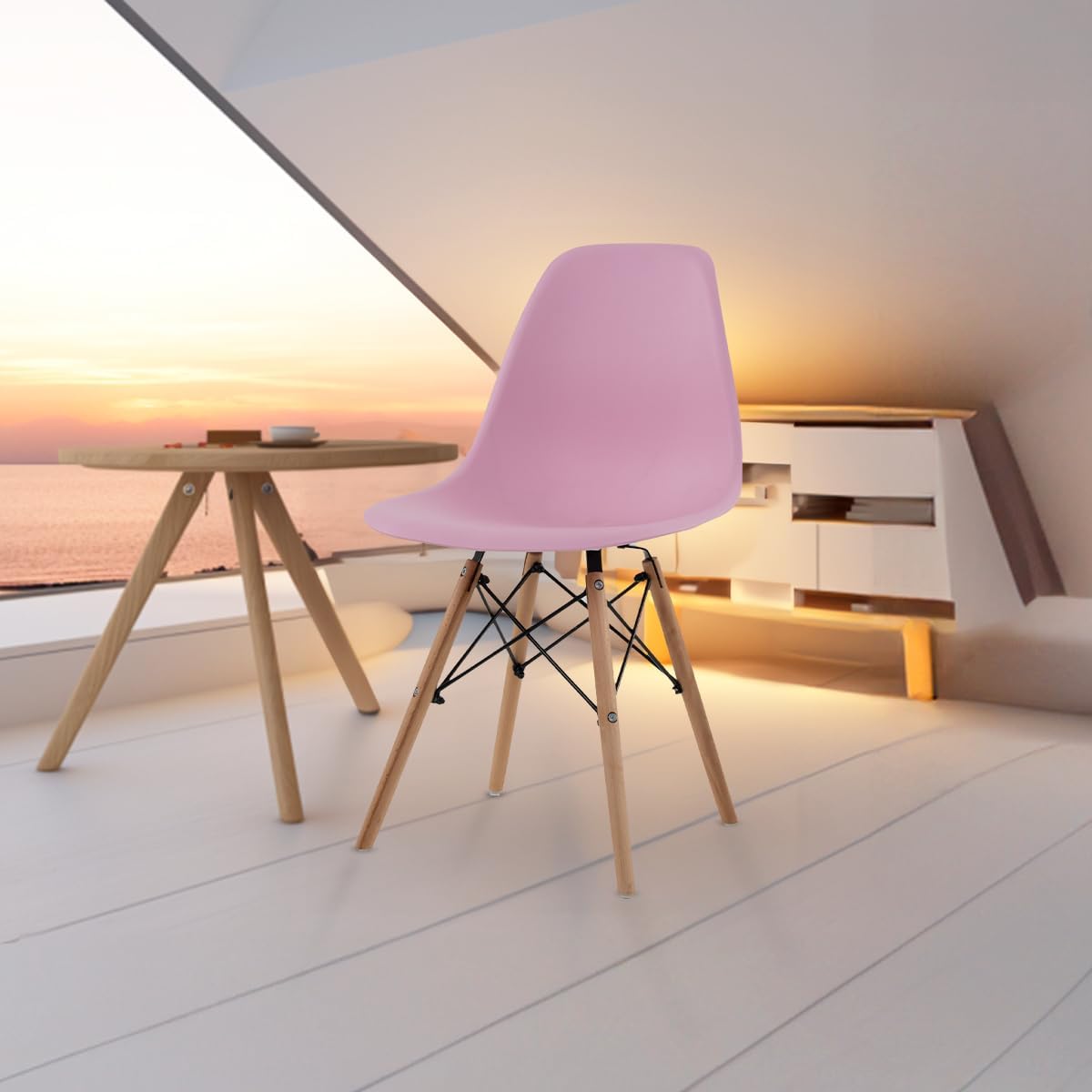 GAON. 4 Sillas Eames Modernas Minimalistas |Ergonómicas Ideales para Comedor Restaurantes y Cocinas (Negro.)