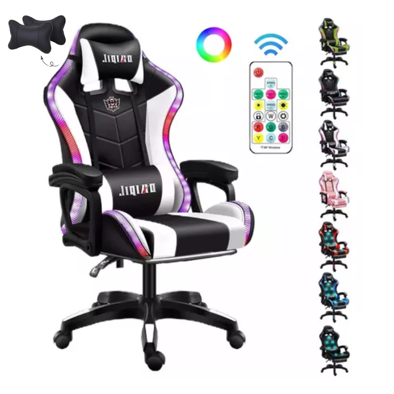 Silla Gamer Ergonómica Con Luces Led Reclinable Masajedor