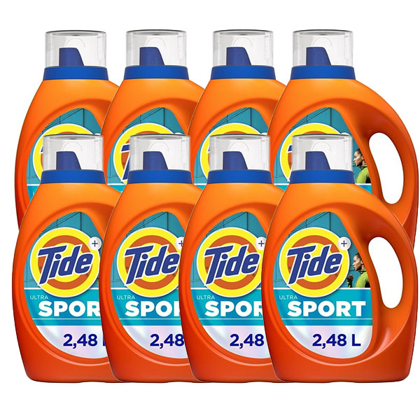 Detergente Líquido Tide Sport, para ropa deportiva, combate malos olores, 59 Cargas (2.48 L)
