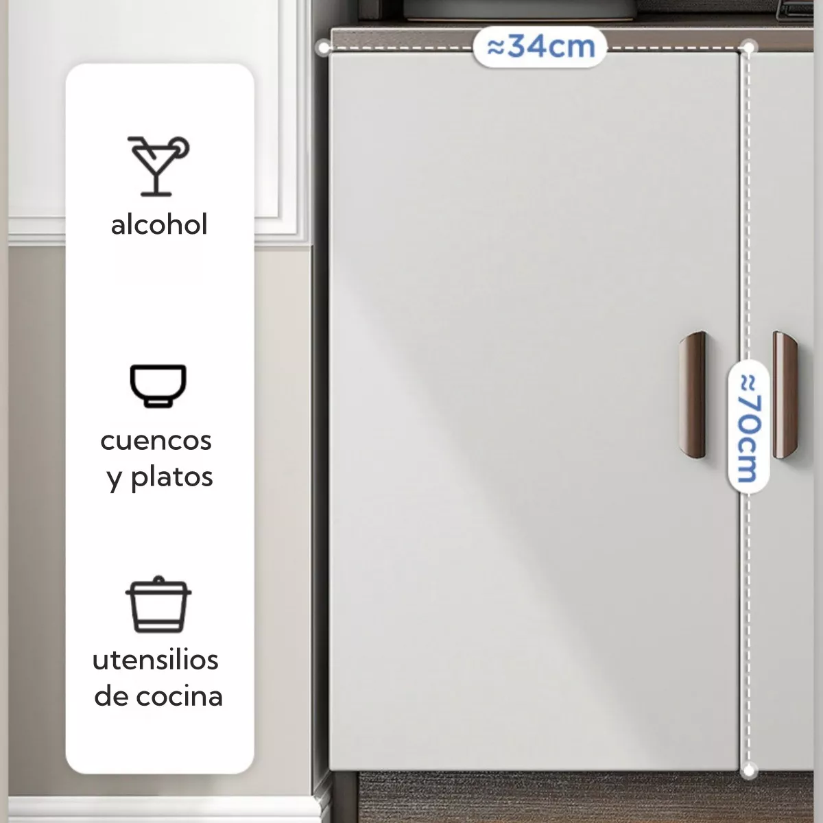 Armario De Cocina Compacto Con Gabinete Y Mostrador 80cm Color Marrón