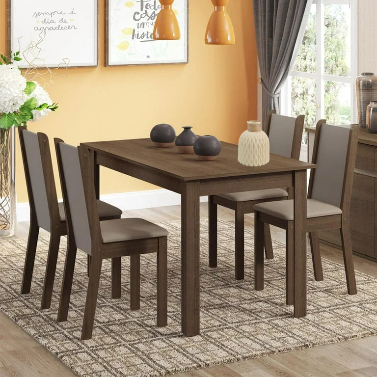 Juego de Comedor Mesa Madesa Bea Tapa de Madera con 4 Sillas Madesa XB045647GX4T-florero