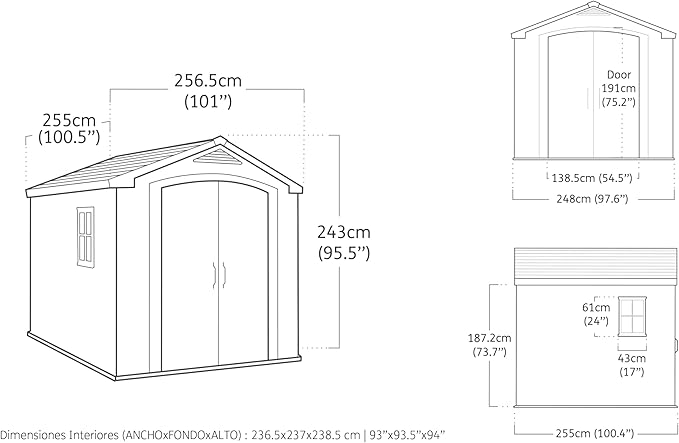 Keter Cobertizo de Almacenamiento, Factor 6X8, para Exterior, Color Beige, Jardin