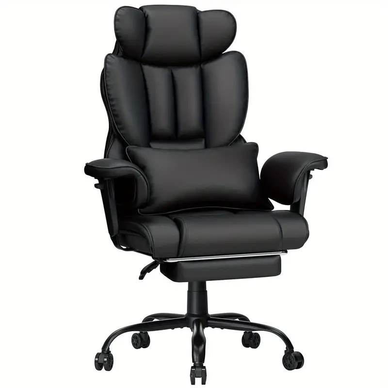 Silla de oficina grande y alta con soporte lumbar de masaje, silla de oficina reclinable de 450 libras con reposapiés, silla ergonómica de alta resistencia con reposabrazos acolchados ajustables