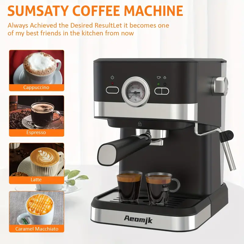 Máquina de espresso de calentamiento rápido, con varita para espumar leche - Perfecta para baristas en casa y RVs - Presión de 20 bares para un café rico y sabroso