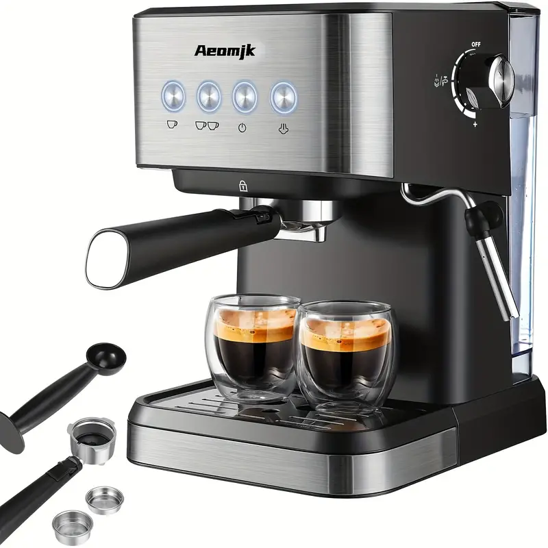 Máquina de espresso de calentamiento rápido, con varita para espumar leche - Perfecta para baristas en casa y RVs - Presión de 20 bares para un café rico y sabroso