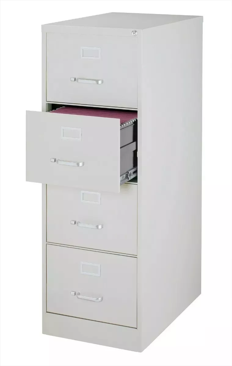 Archivero Metálico 4 Gavetas Oficio Almendra/negro/gri Hirsh