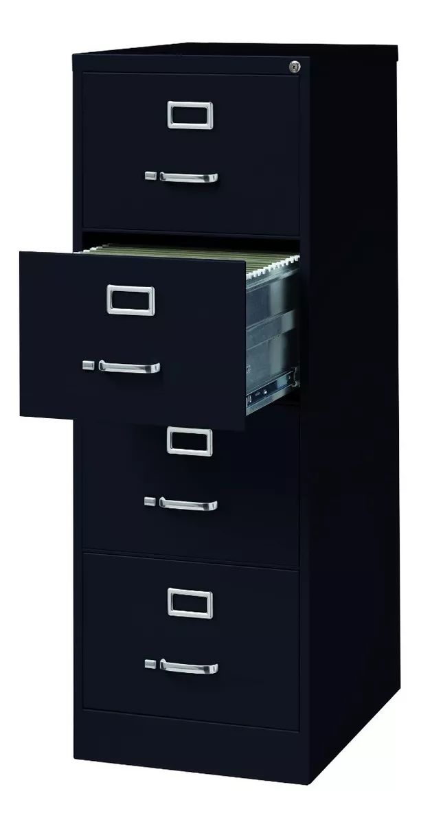 Archivero Metálico 4 Gavetas Oficio Almendra/negro/gri Hirsh