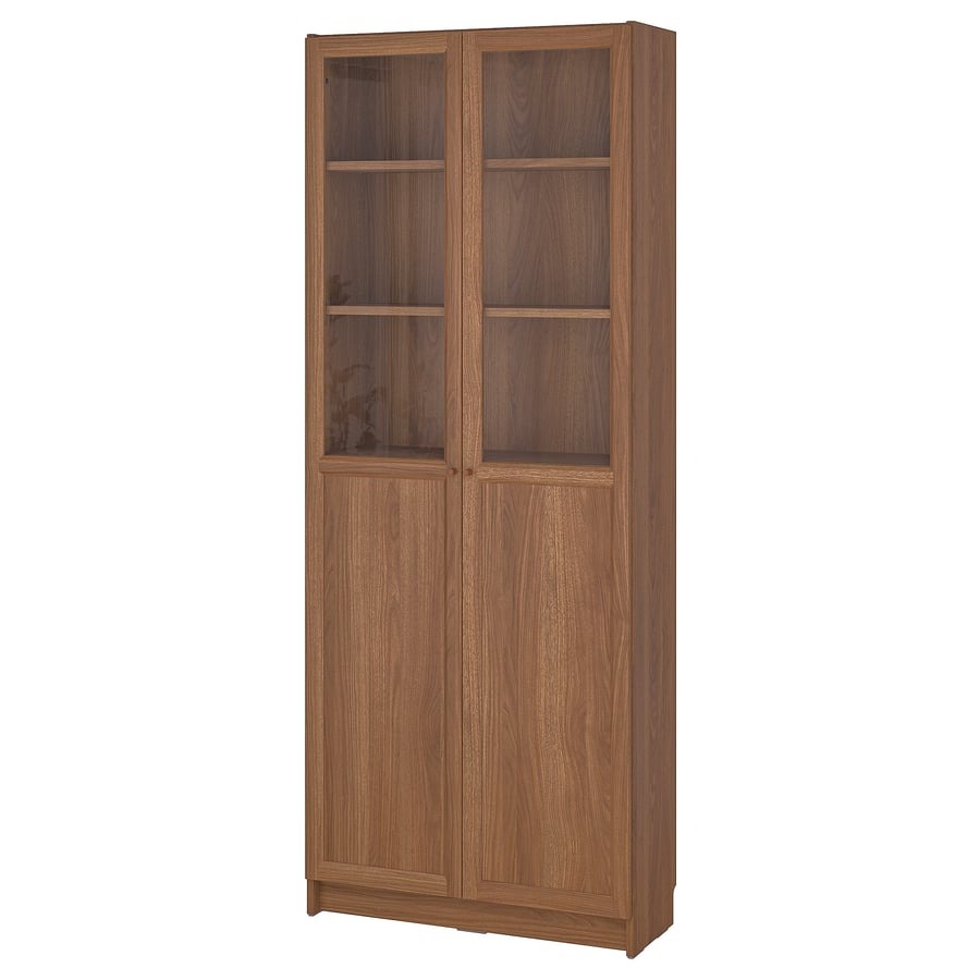 Librero con puertas de vidrio, blanco, 80x30x202 cm