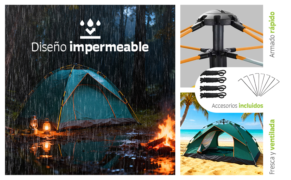 tienda de camping ligera, ventanas mosquitero camping, tienda portátil impermeable