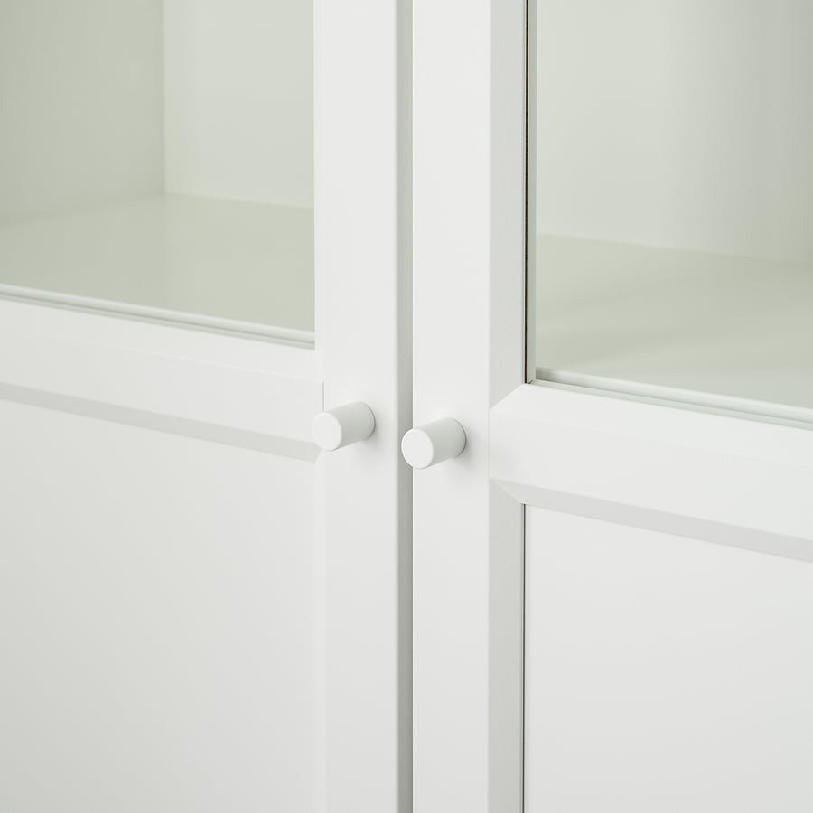 Librero con puertas de vidrio, blanco, 80x30x202 cm