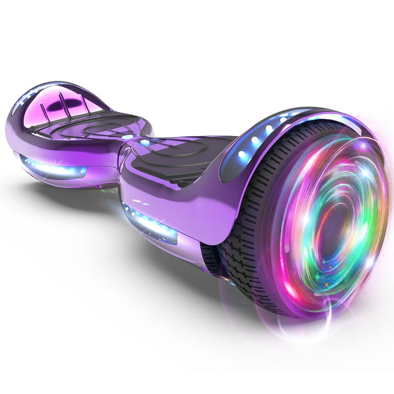 HOVERSTAR Bluetooth Hoverboard, LBW12A Color cromado o monopatín eléctrico de piel impresa con ruedas intermitentes LED HOVERSTAR LBW12A