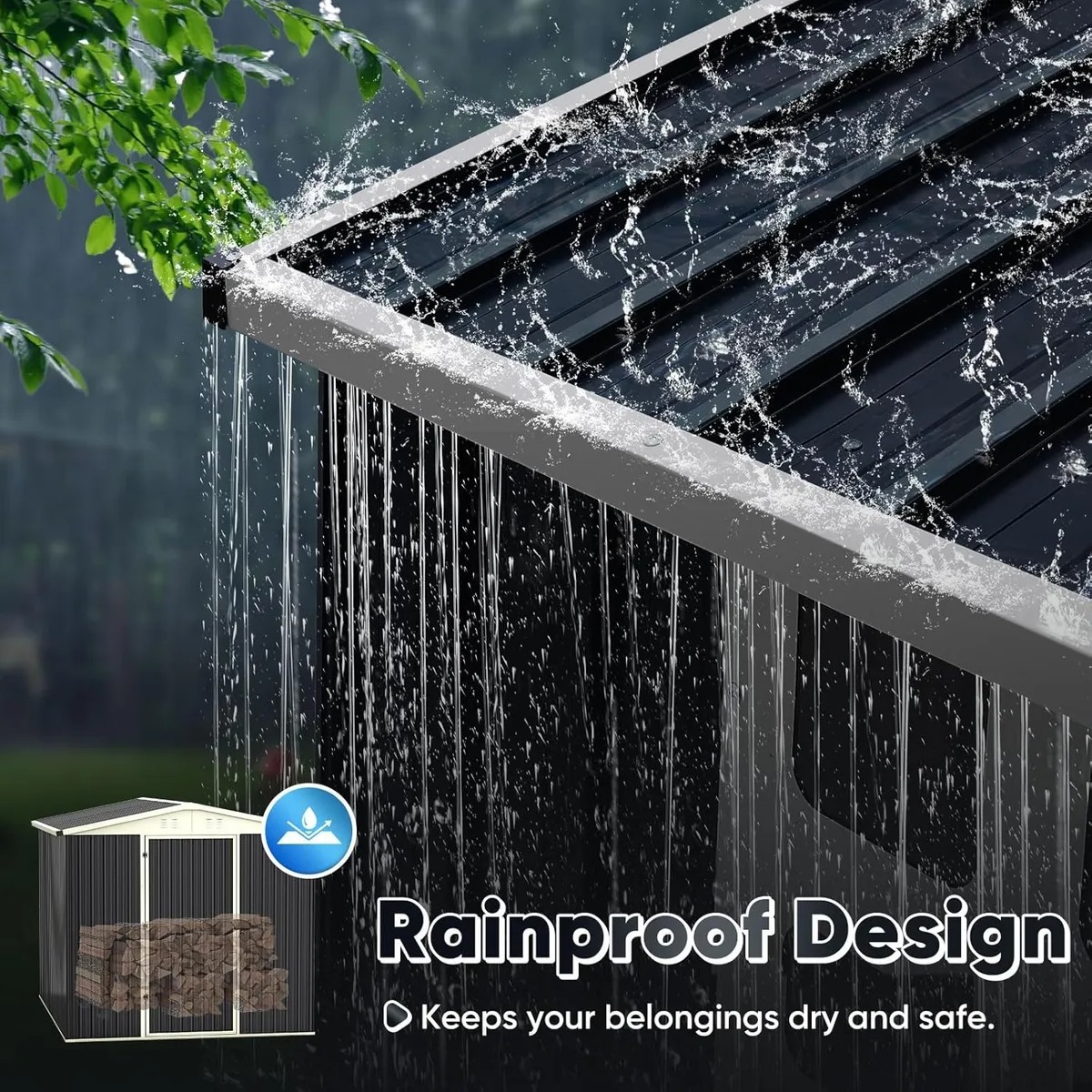 Cobertizo Almacen P/ Exterior 8x6 Pies Impermeable Quictent Gris