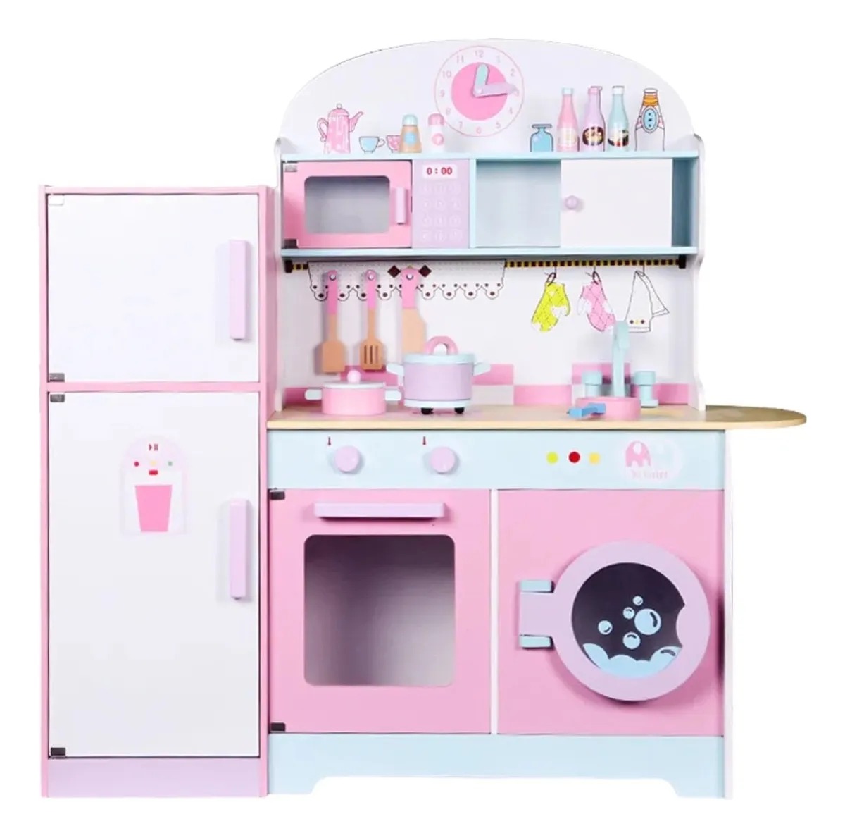 Cocina de Madera Fantastic Toys color rosa con horno refrigerador sonido y accesorios