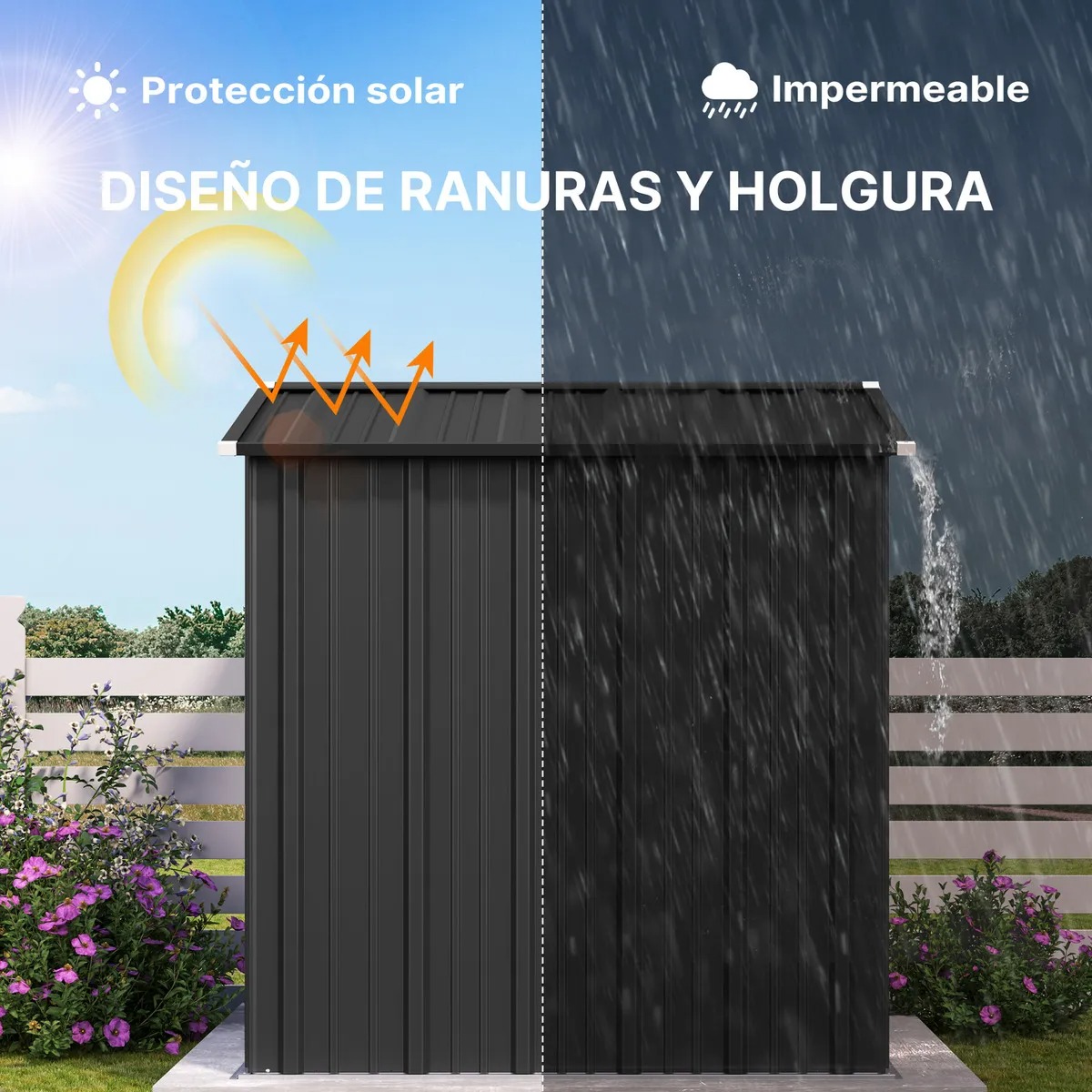 Quorive Cobertizo De Almacenamiento Exterior De Metal Galvanizado Con Puertas Dobles Con Cerradura, Espacio De Almacenamiento Exterior Para Patio Trasero Y Césped, Gris Oscuro
