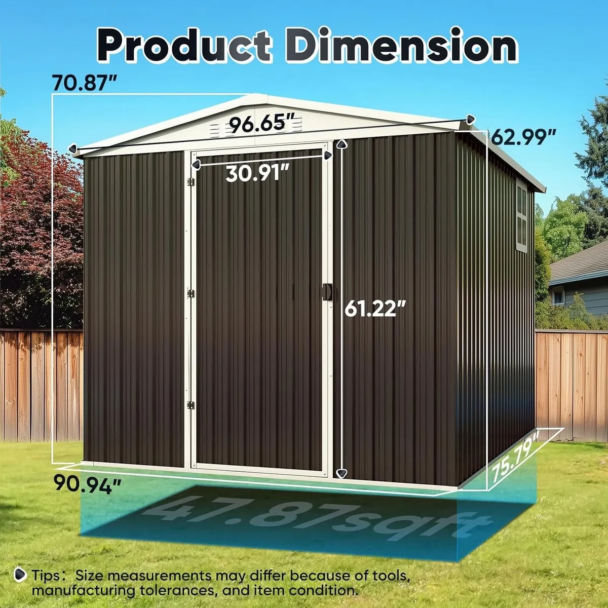 Cobertizo Almacen P/ Exterior 8x6 Pies Impermeable Quictent Gris