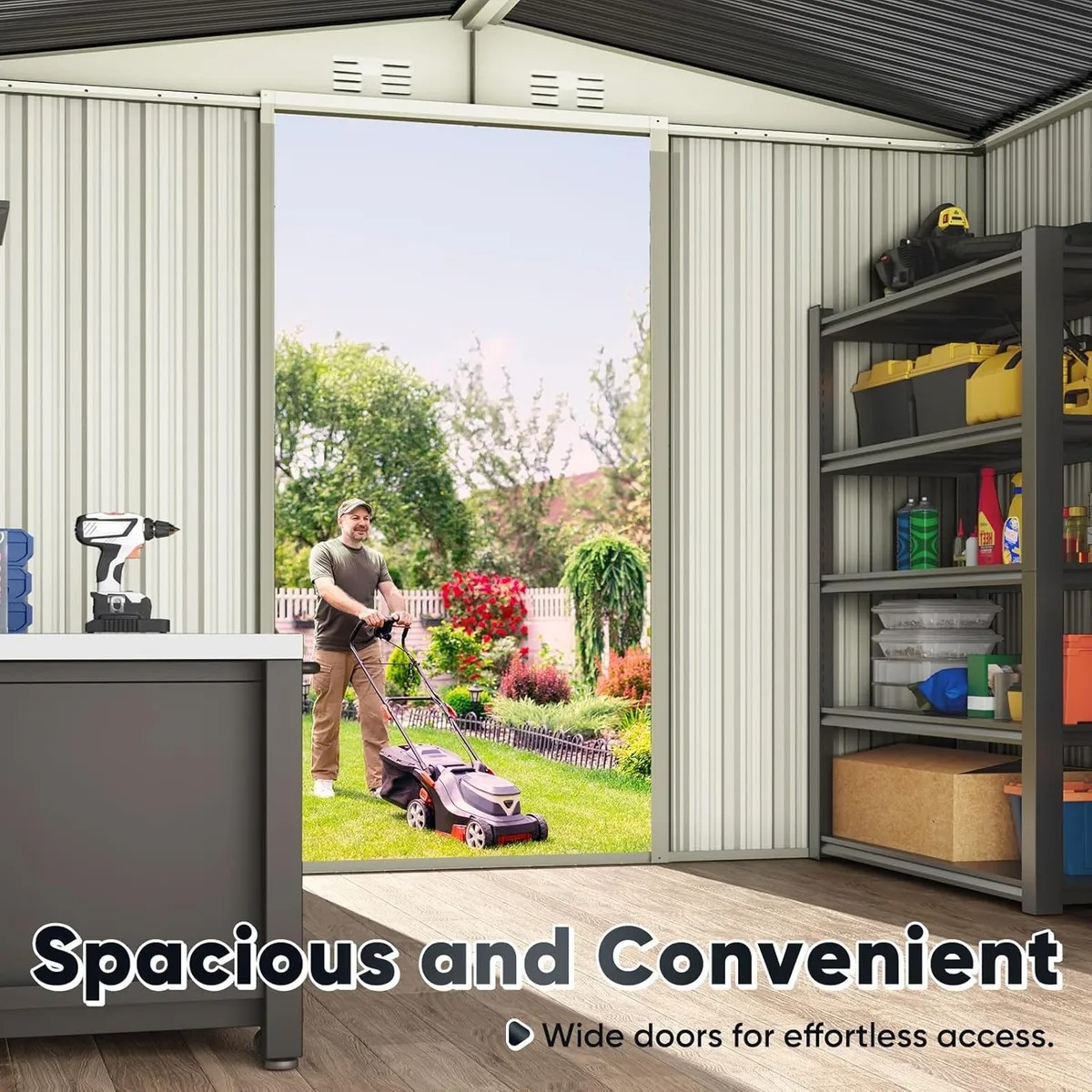 Cobertizo Almacen P/ Exterior 8x6 Pies Impermeable Quictent Gris