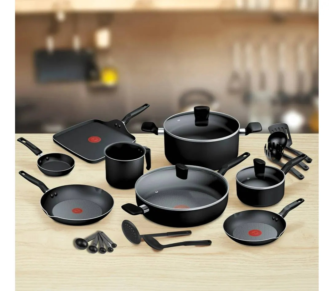 Batería De Cocina T-fal Easy Cook 21 Pzas Negro