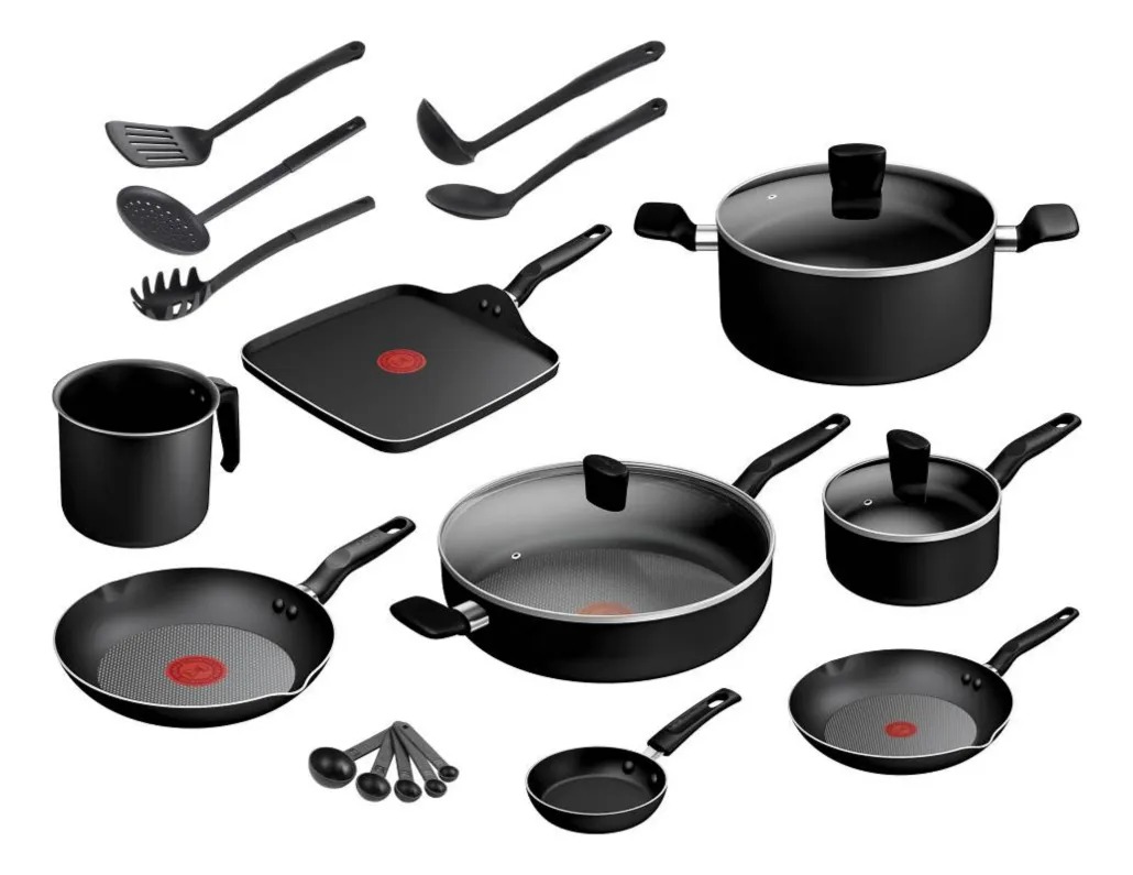 Batería De Cocina T-fal Easy Cook 21 Pzas Negro