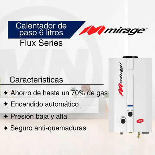 Calentador de agua a gas GN Mirage Flux 6L blanco