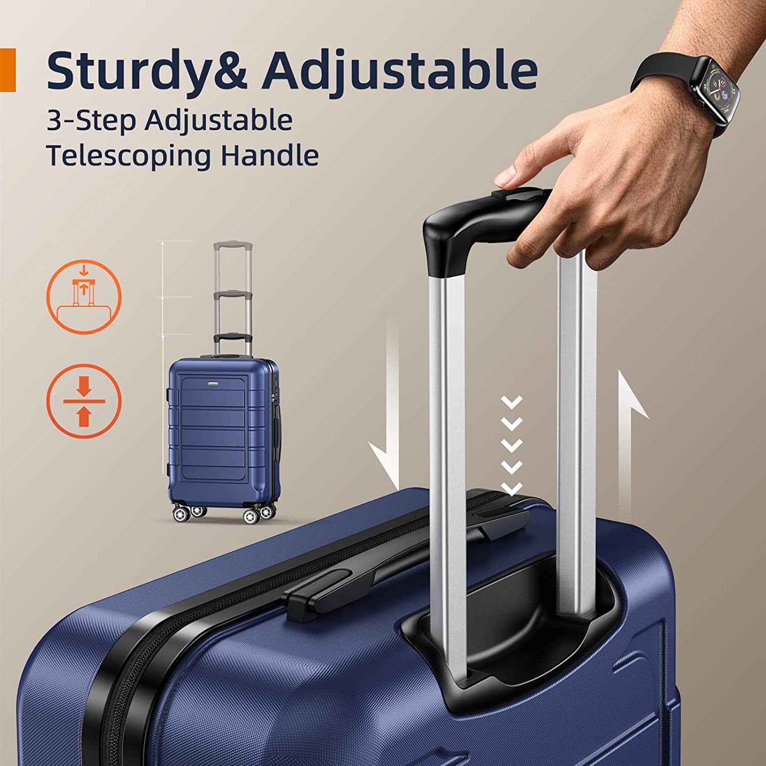 SHOWKOO Juegos de Equipaje Ampliable PC+ABS Maleta Duradera Ruedas Dobles TSA Lock 3 Piezas