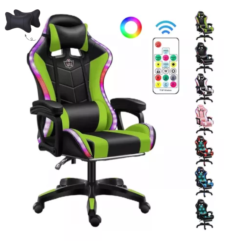Silla Gamer Ergonómica Con Luces Led Reclinable Masajedor