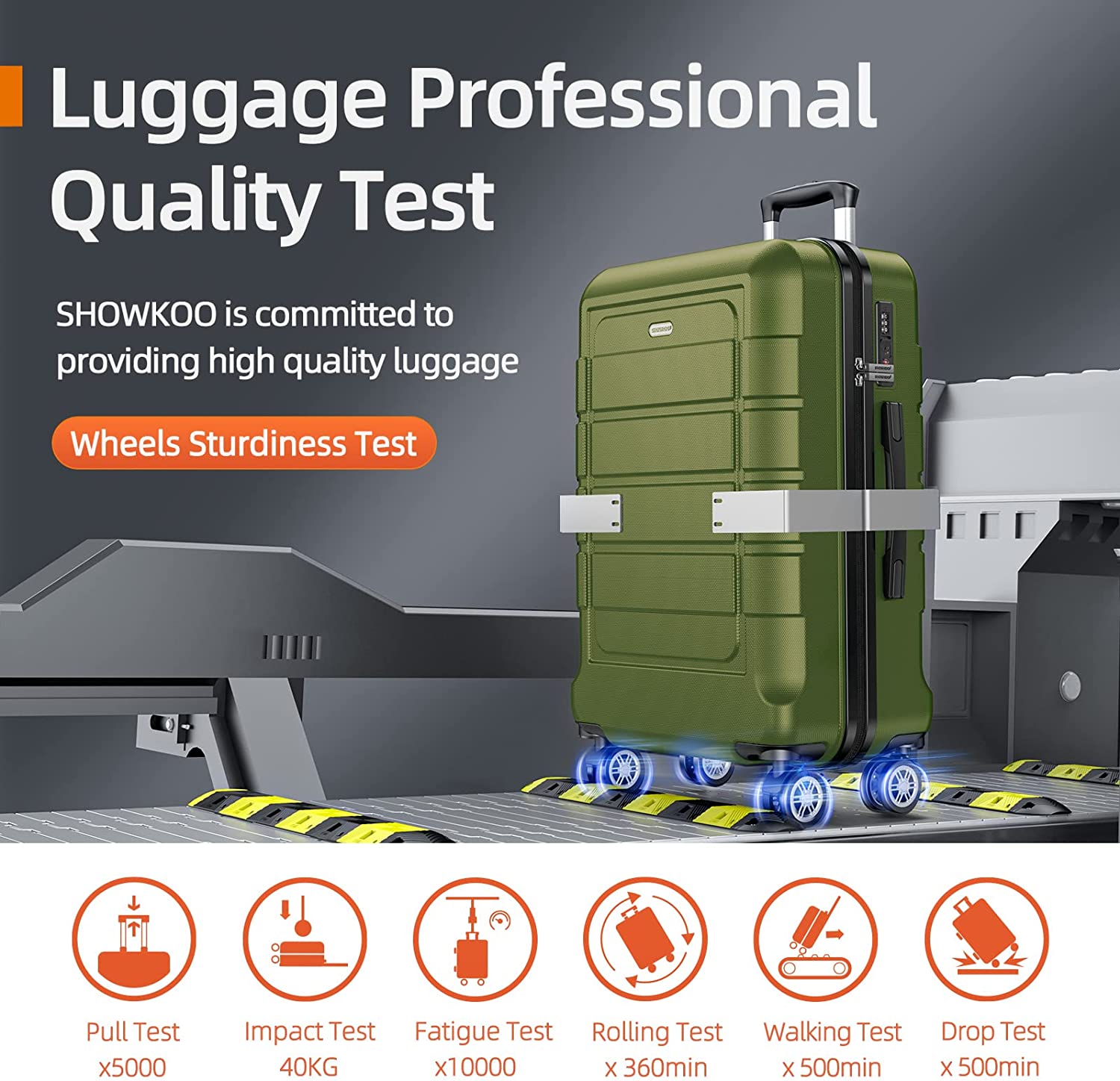 SHOWKOO Juegos de Equipaje Ampliable PC+ABS Maleta Duradera Ruedas Dobles TSA Lock 3 Piezas