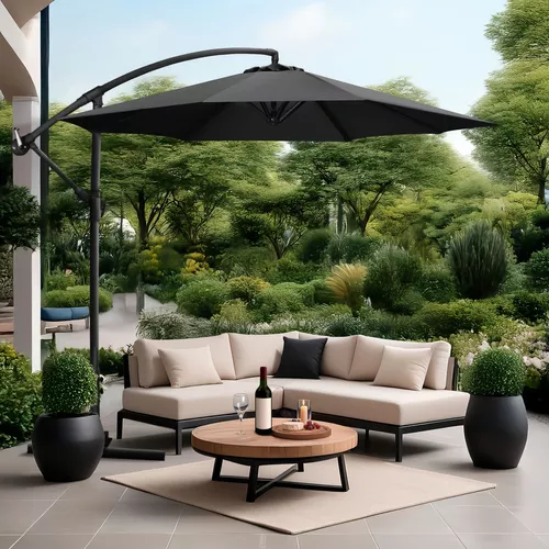 Sombrilla Moderna 2.9 M Jardin Exterior Playa Terraza Color Negro Lisa Jardimex