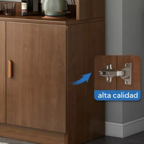 Armario De Cocina Compacto Con Gabinete Y Mostrador 80cm Color Marrón