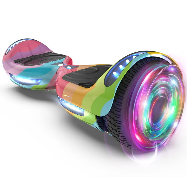 HOVERSTAR Bluetooth Hoverboard, LBW12A Color cromado o monopatín eléctrico de piel impresa con ruedas intermitentes LED HOVERSTAR LBW12A