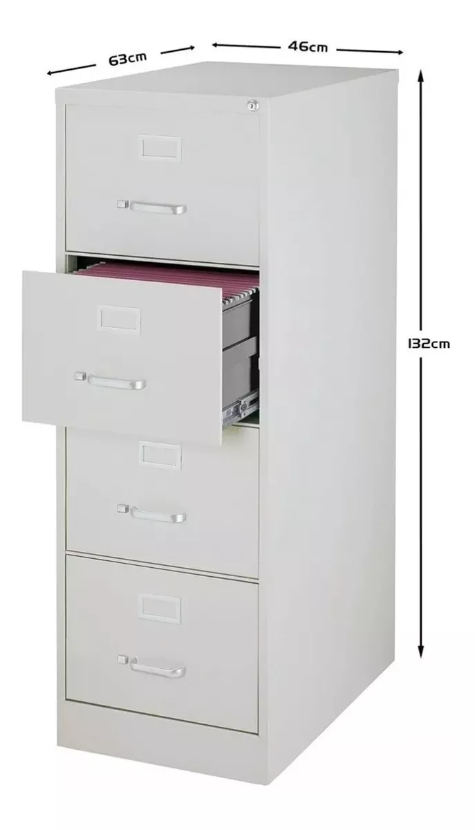 Archivero Metálico 4 Gavetas Oficio Almendra/negro/gri Hirsh