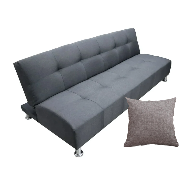 Sofá Cama Reclinable Vegas Lino Gris Oxford Futon 3 Posiciones EL BAZAR STORE Moderno Abotonado-almohada