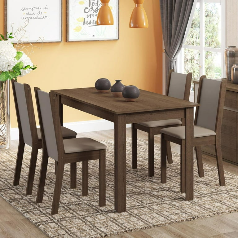 Juego de Comedor Mesa Madesa Bea Tapa de Madera con 4 Sillas Madesa XB045647GX4T-florero