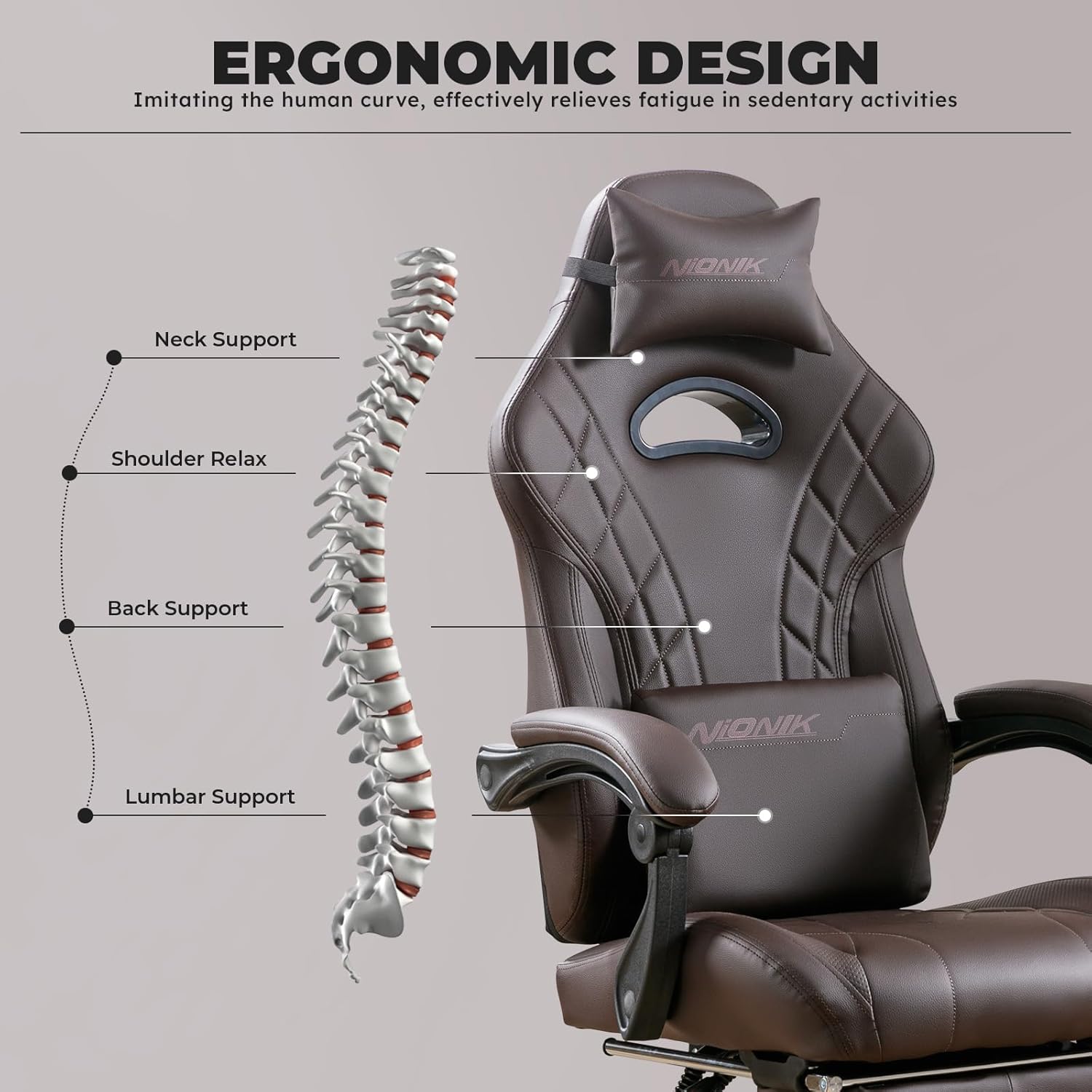 【Compra uno y llévate otro gratis】Silla para juegos con reposapiés y soporte lumbar de masaje