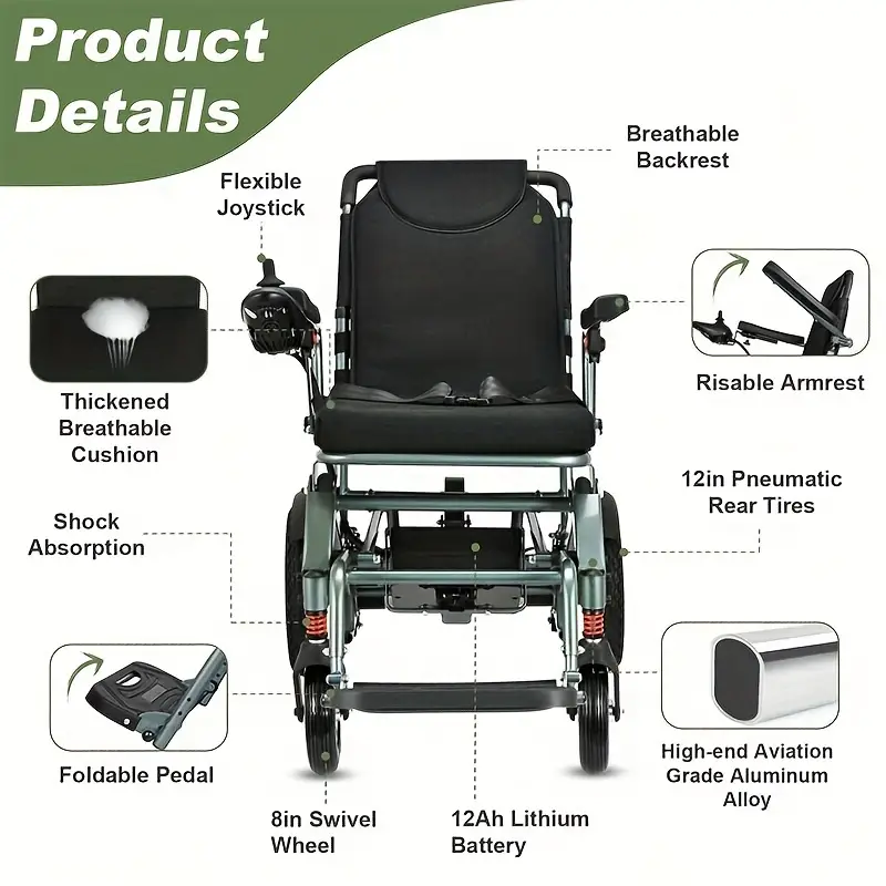 Silla de ruedas eléctrica para adultos, sillas de ruedas eléctricas