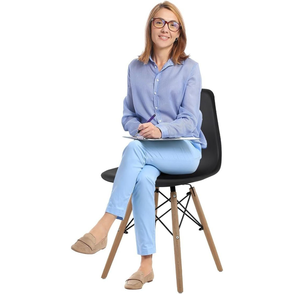 GAON. 4 Sillas Eames Modernas Minimalistas |Ergonómicas Ideales para Comedor Restaurantes y Cocinas (Negro.)