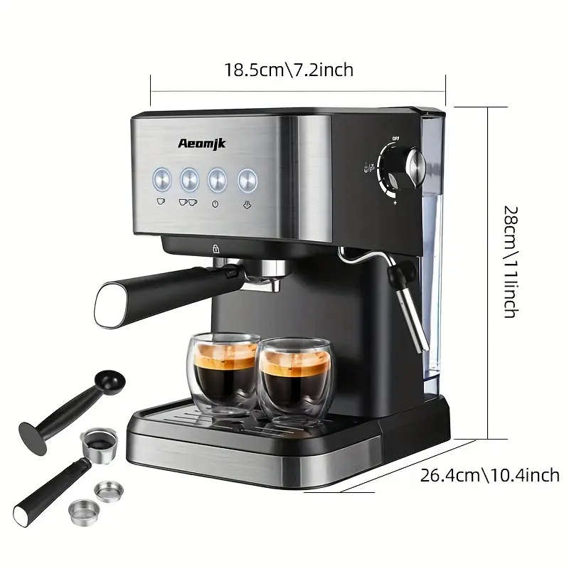 Máquina de espresso de calentamiento rápido, con varita para espumar leche - Perfecta para baristas en casa y RVs - Presión de 20 bares para un café rico y sabroso