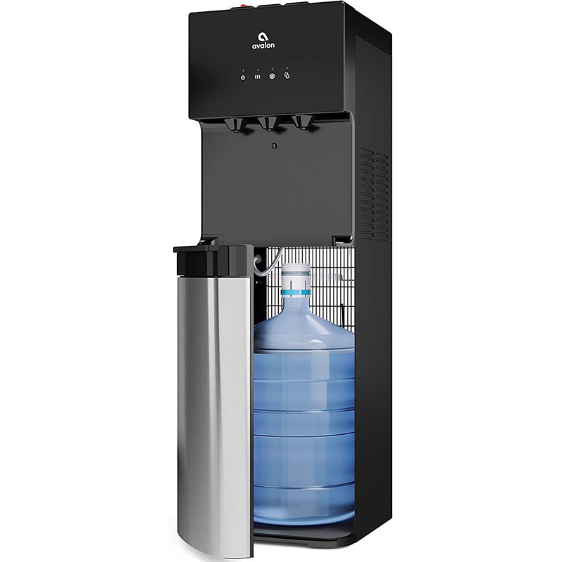 Avalon Dispensador de agua enfriador de agua con carga inferior con BioGuard, 3 ajustes de temperatura, agua caliente, fría y de habitación, construcción duradera de acero inoxidable, revestimiento antimicrobiano, certificado UL
