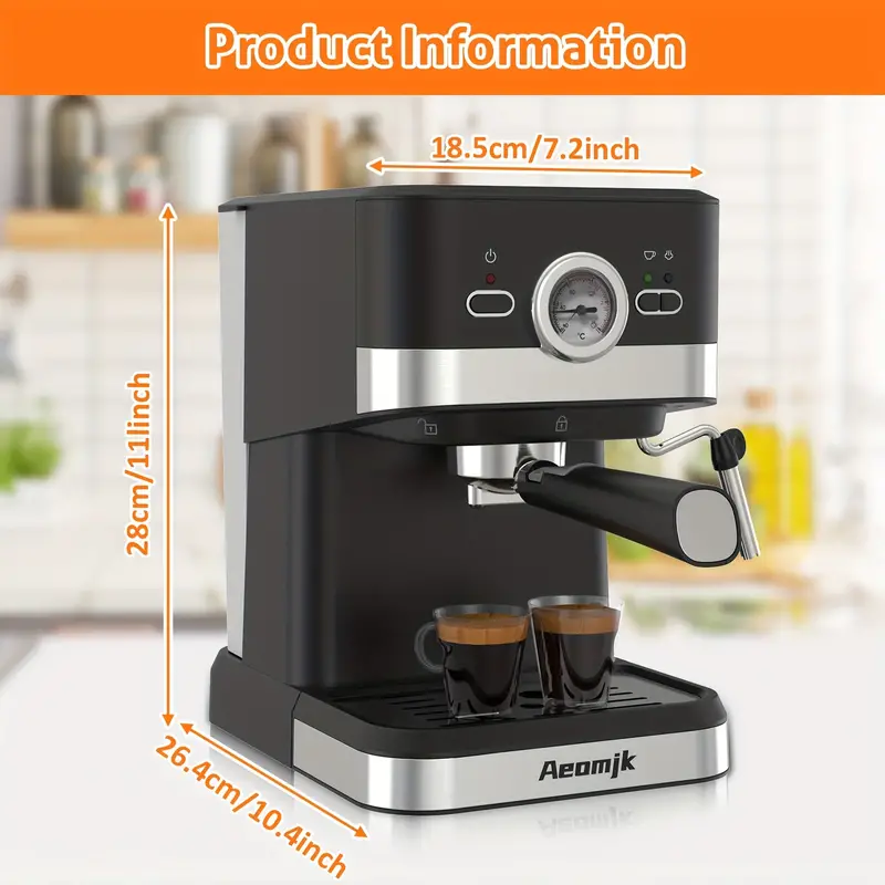 Máquina de espresso de calentamiento rápido, con varita para espumar leche - Perfecta para baristas en casa y RVs - Presión de 20 bares para un café rico y sabroso