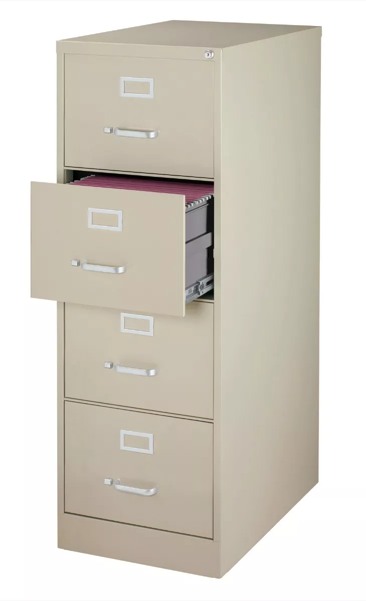 Archivero Metálico 4 Gavetas Oficio Almendra/negro/gri Hirsh