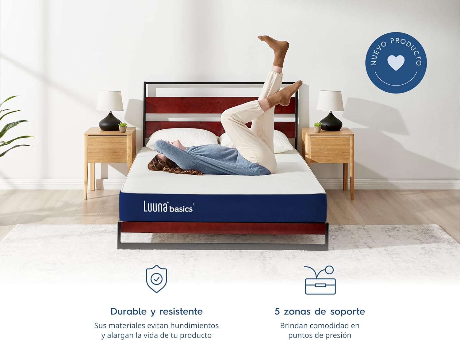 Luuna Colchón Basic 1 Individual, Espuma Memory Foam de Alta Densidad, Frescura y Confort, Colchón en Caja, Hecho en México, 50 Noches de Prueba y 5 Años de Garantía