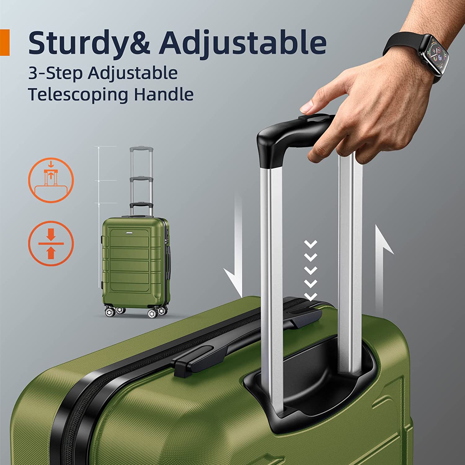 SHOWKOO Juegos de Equipaje Ampliable PC+ABS Maleta Duradera Ruedas Dobles TSA Lock 3 Piezas