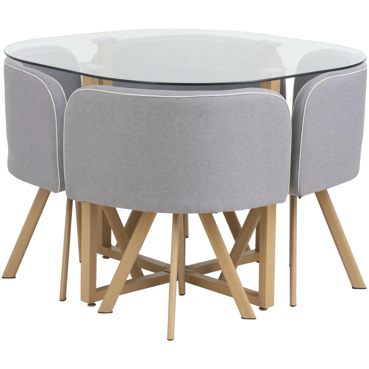 Juego de Comedor Graph 4 Sillas Mesa Rectangular 100x100x75 cm Natural/Transparente