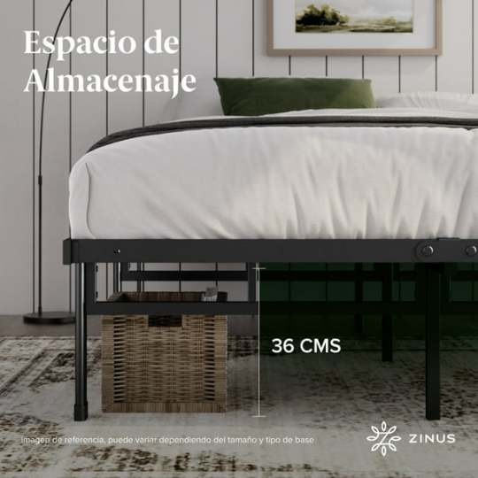 Base de Cama Queen Size Zinus Justin de Metal Resistente Montaje Fácil para todas las edades