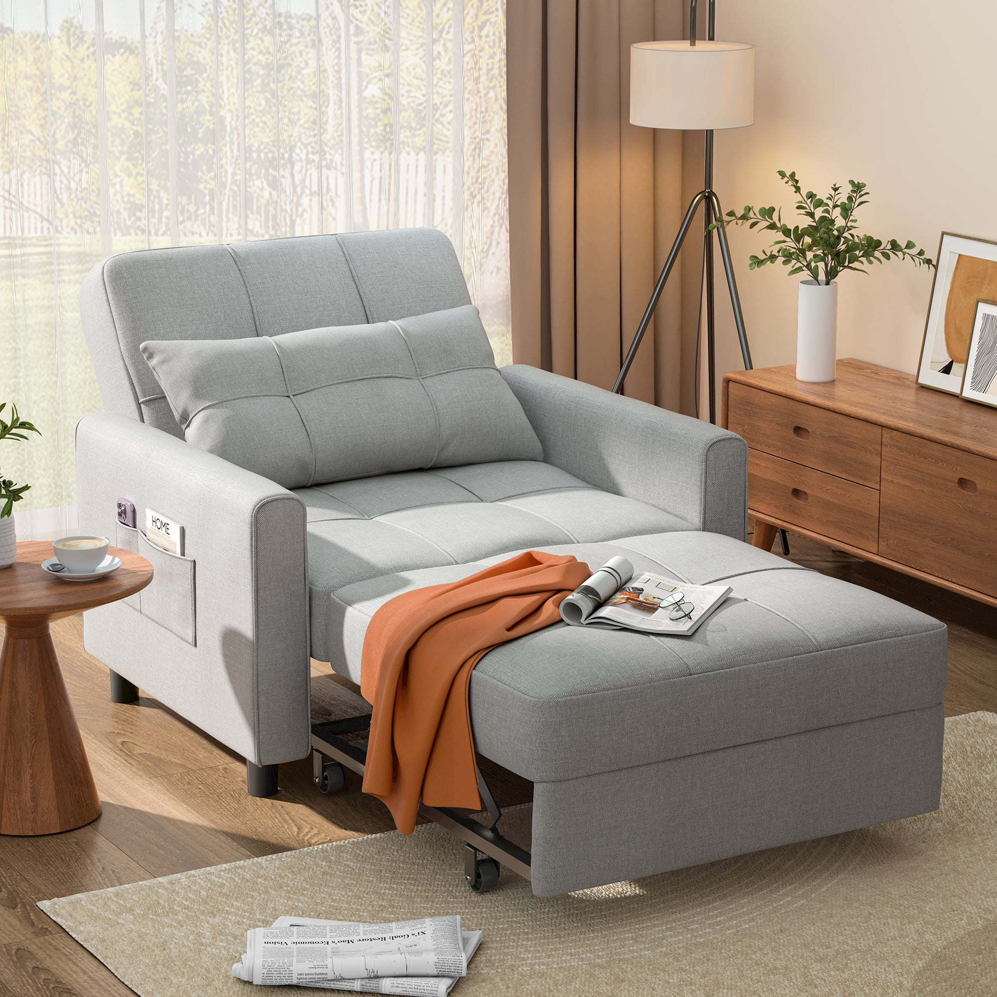 Sofá Cama Silla 3 en 1, Silla Convertible Cama Individual-taza