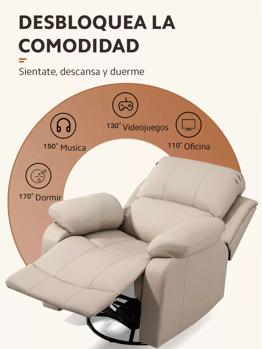 Sillón Sofá Mecedor Giratorio Reclinable Reposapiés
