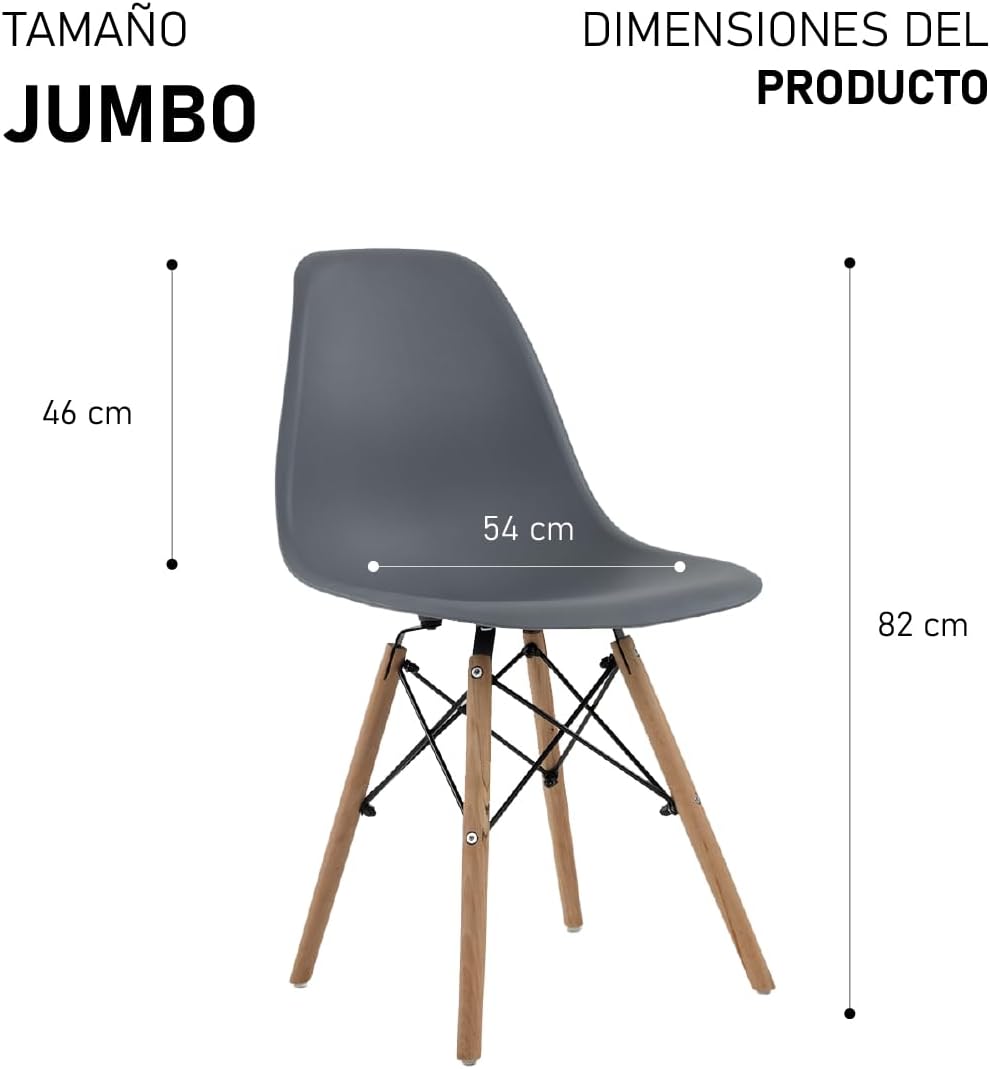 GAON. 4 Sillas Eames Modernas Minimalistas |Ergonómicas Ideales para Comedor Restaurantes y Cocinas (Negro.)