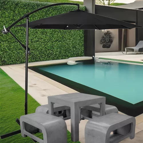 Sombrilla Moderna 2.9 M Jardin Exterior Playa Terraza Color Negro Lisa Jardimex