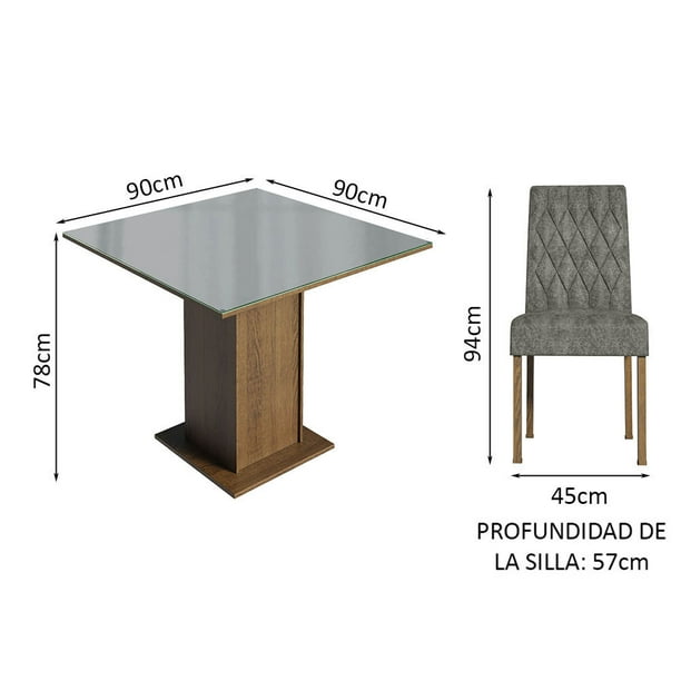 Juego de Comedor Mesa Tablero de Vidrio con 4 Sillas Anaju Madesa
